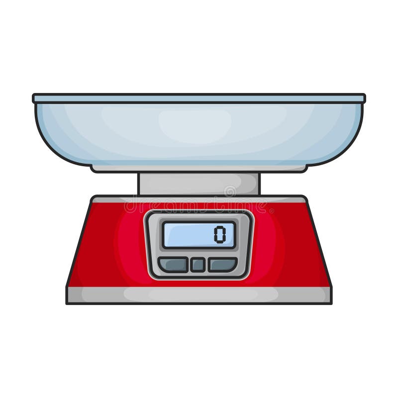 Kitchen scales food measuring device isolated color line icon