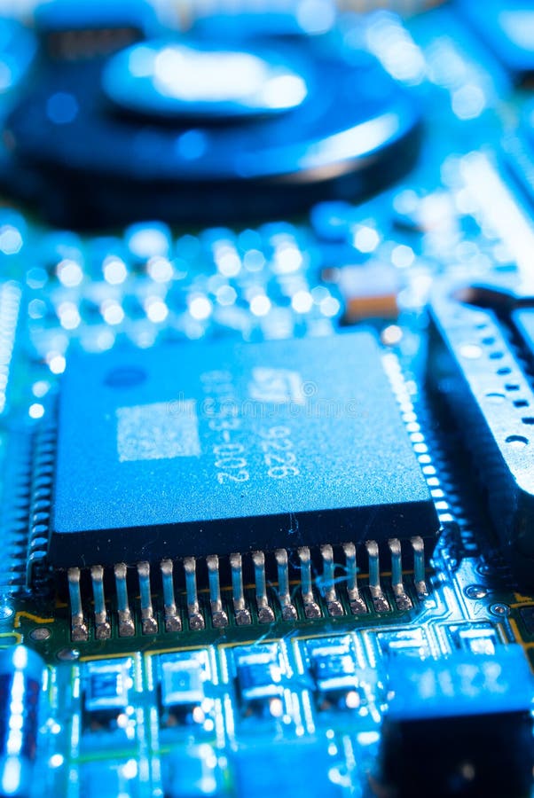 Electronic Board With Electrical Components. Electronics Of Computer