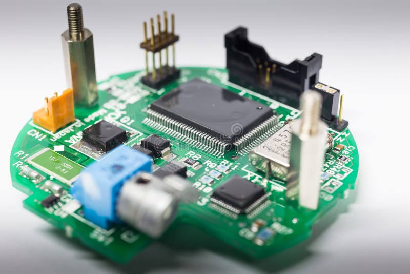 Electronic board shown detail of integrated circuit royalty free stock photos