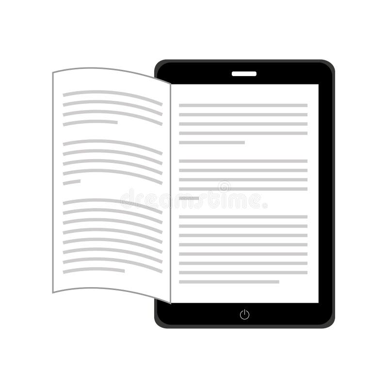 Electronic Book in Tablet Isolated Icon Design Stock Illustration