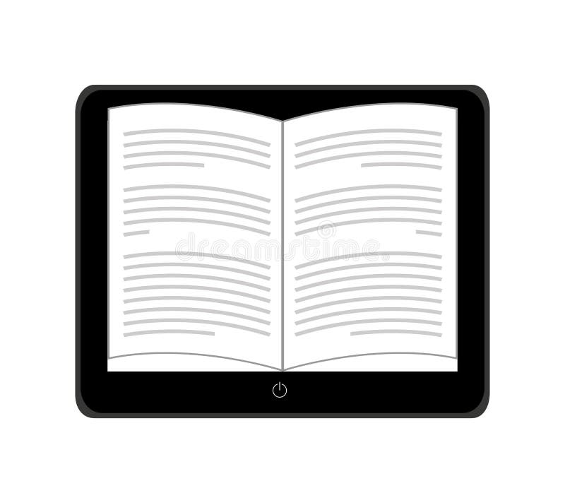 Electronic Book in Tablet Isolated Icon Design Stock Illustration