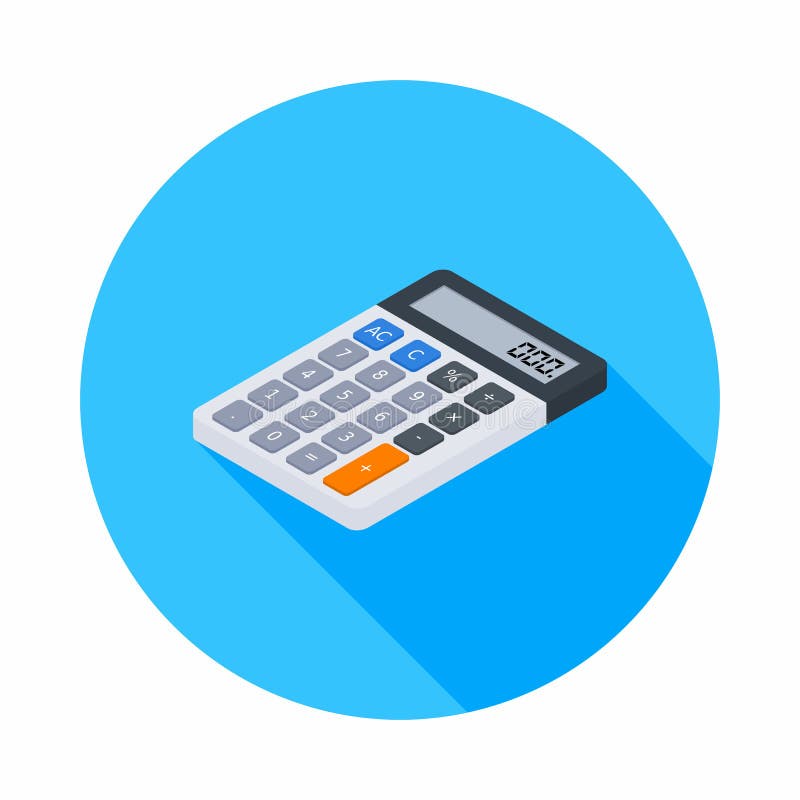 Electronic Calculator, Isometric, Flat Icon Stock Vector Illustration