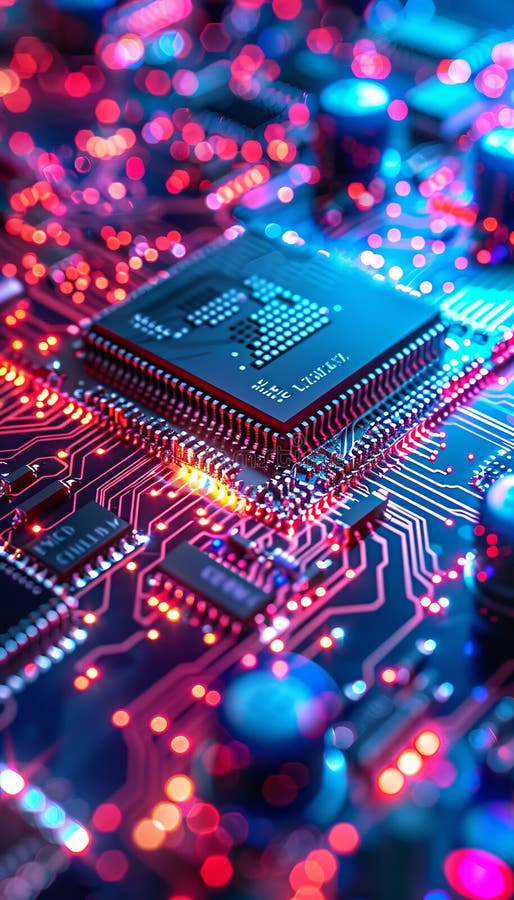 Electronic circuit board background showcasing advanced computer hardware technology components, Generated by AI