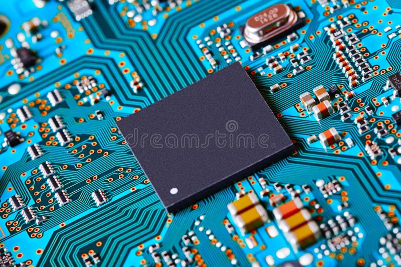 Electronic circuit board close up.