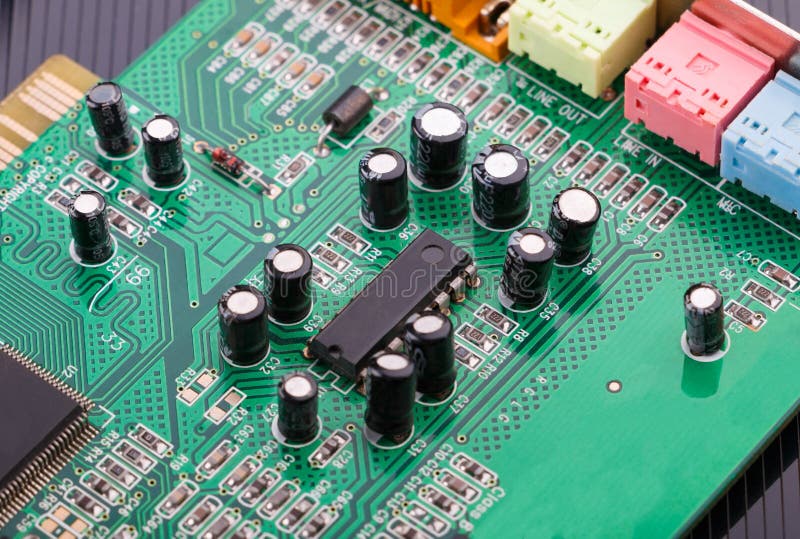 Electronic Circuit Board with Microchip Stock Photo Image of macro