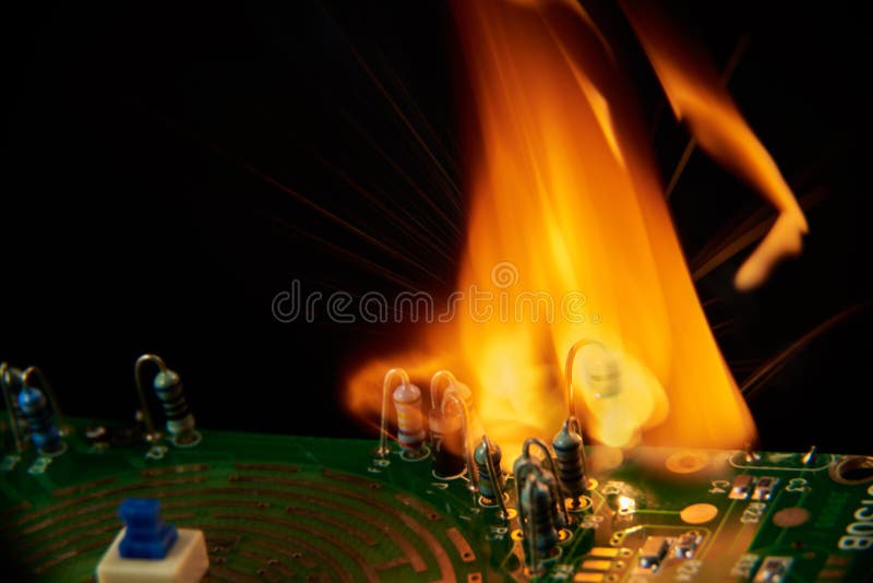 Electronic Circuit Shorted on Resistor on PCB Stock Photo Image of amateur, danger 184052664