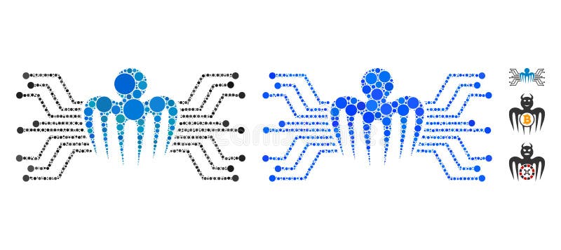 Electronic Circuit Spectre Composition Icon of Circle Dots. Electronic circuit spectre composition of round dots in different sizes and color tinges, based on electronic circuit spectre icon. Vector dots are combined into blue composition.