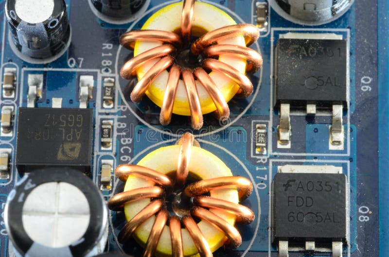 Electronic Coil stock photo. Image of resistors, chips 56472146