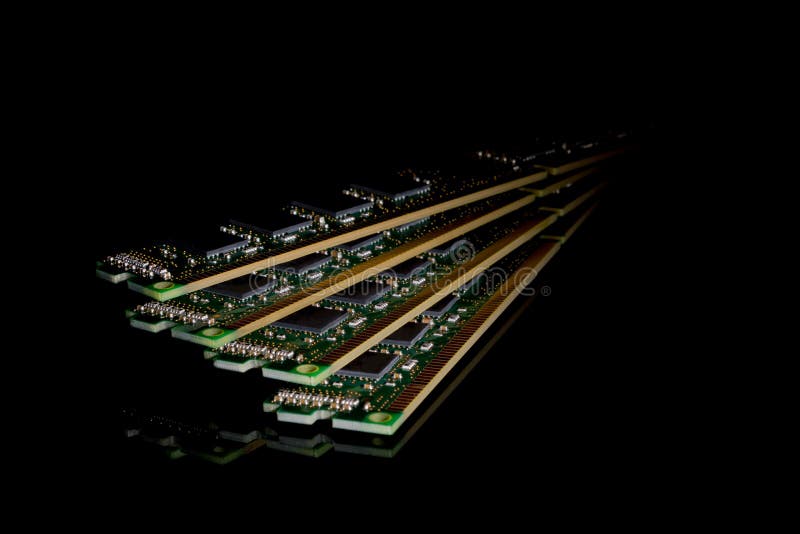 Electronic collection - computer random access memory (RAM) modules stock image