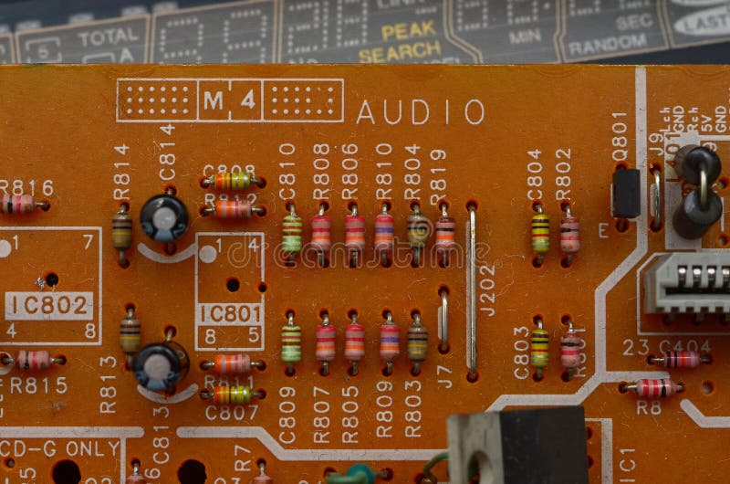 Electronic Components Closeup Details Circuit Board Parts Stock Image