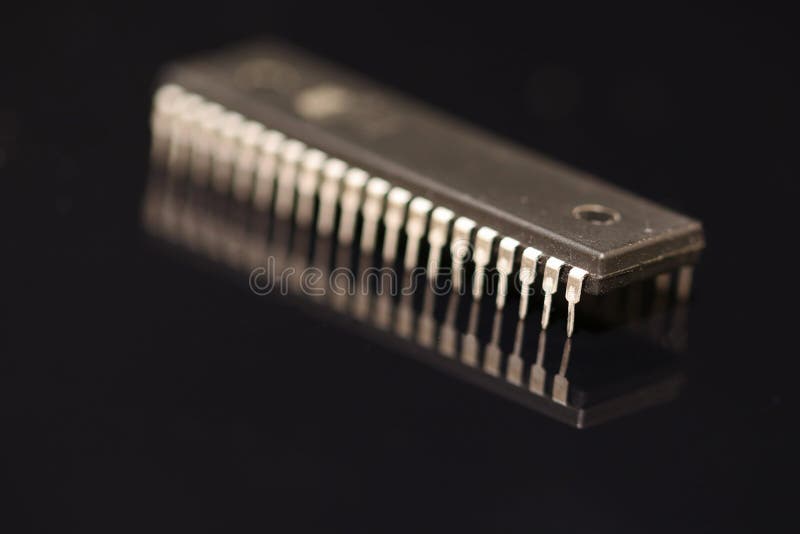 Electronic components: microchip macro image. royalty free stock photos