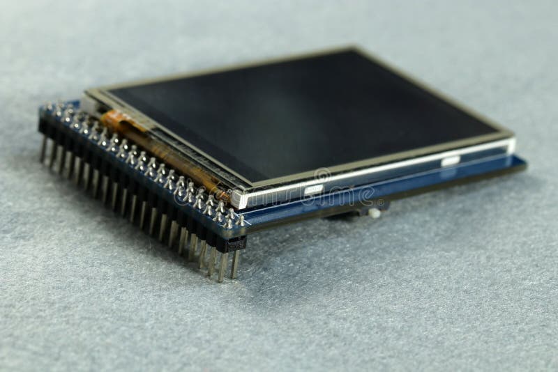 Electronic components. TFT display for embedding on electronic projects. Close up.