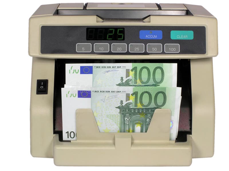 Electronic Currency Counter with Euro Stock Photo Image of finance