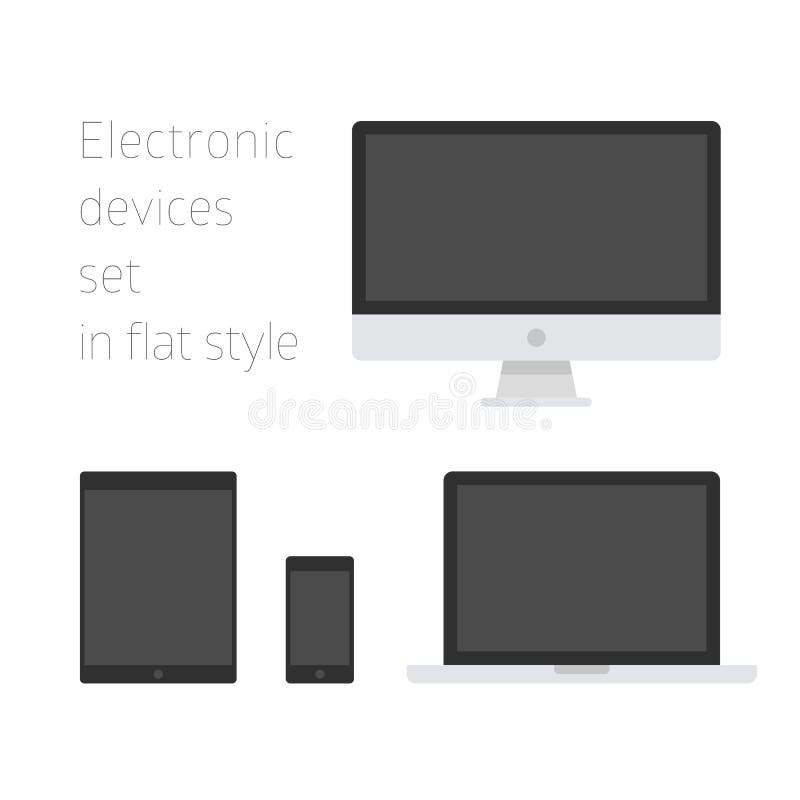 Electronic devices set in flat style royalty free illustration Electronic devices set in flat style royalty free illustration