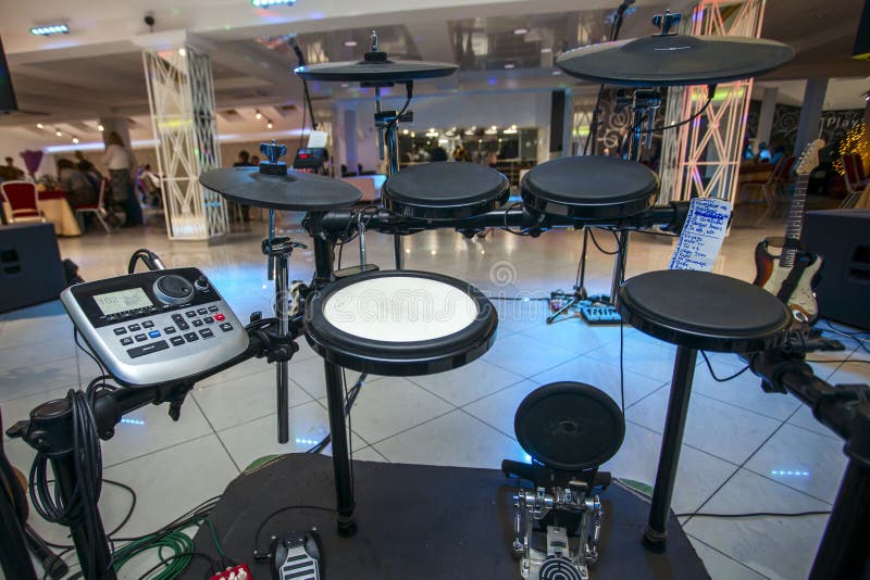Electronic Drums in the Restaurant Stock Image Image of pedal, drum