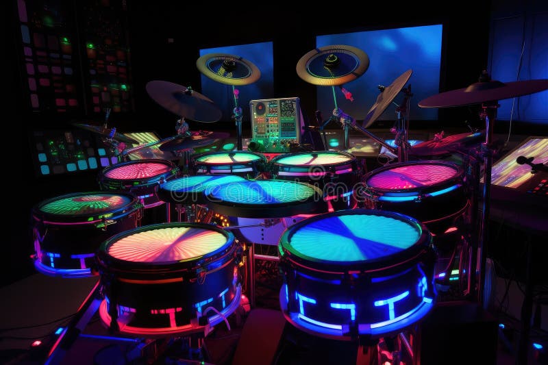 Electronic Drumset with Colorful and Intricate Lights, Creating a