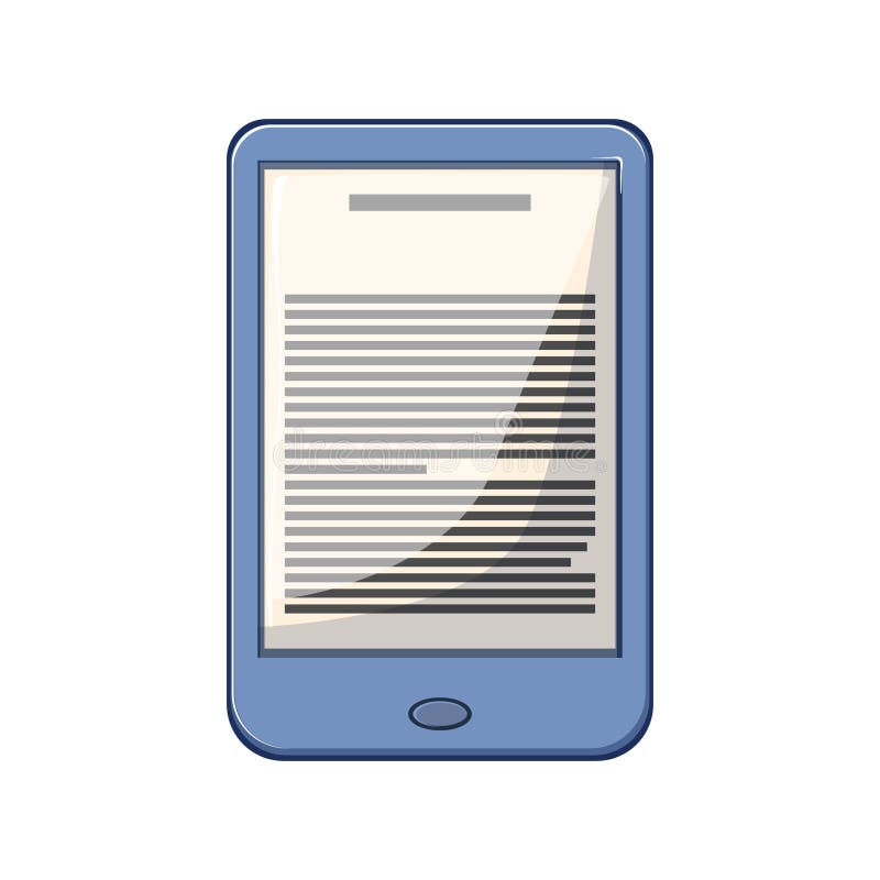 Electronic Ebook Reader Cartoon Vector Illustration Stock Vector