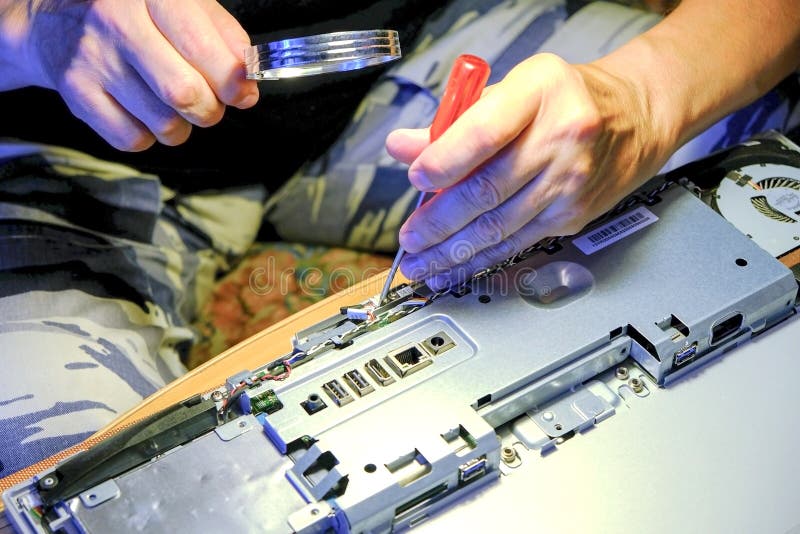 Electronic engineer of computer technology. Maintenance computer cpu hardware upgrade of motherboard component. Pc repair, royalty free stock photo Electronic engineer of computer technology. Maintenance computer cpu hardware upgrade of motherboard component. Pc repair, royalty free stock photo