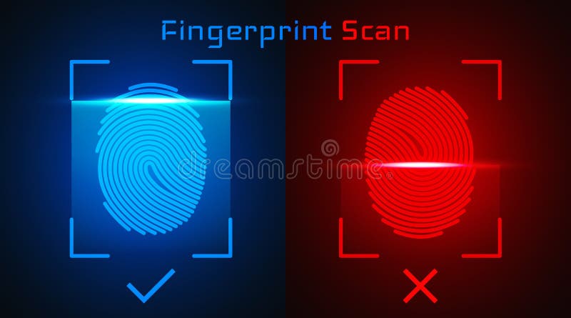 Scanare electronică amprentă. a aprobat și nu a aprobat autorizația royalty free illustration