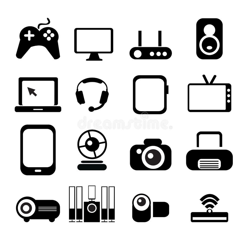 Set Black Electronic Device Silhouette Stock Illustrations 1,558 Set