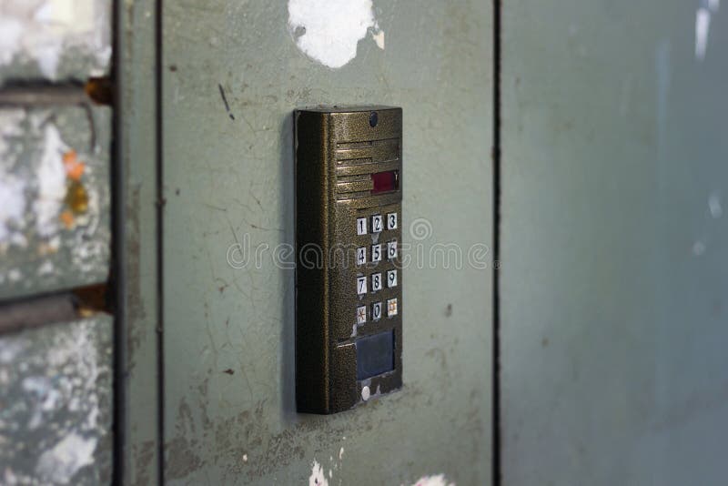 Electronic intercom with buttons and numbers royalty free stock images