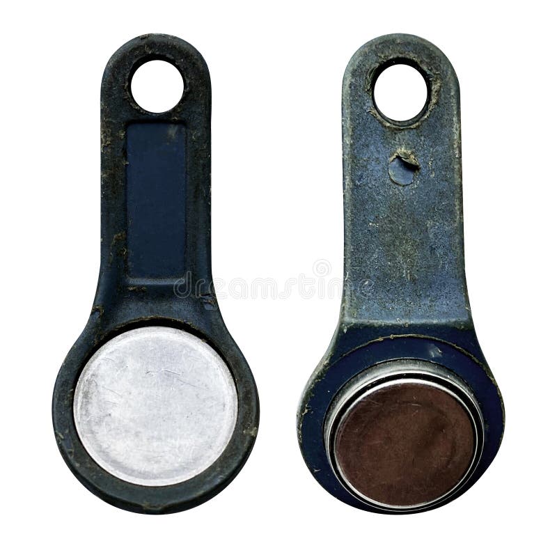 Electronic key from the intercom. touch memory key on a white isolated background royalty free stock photography