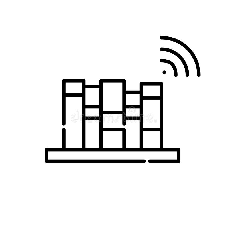 Electronic library mobile app. Books on a shelf with wifi symbol. Pixel perfect, editable stroke icon royalty free illustration Electronic library mobile app. Books on a shelf with wifi symbol. Pixel perfect, editable stroke icon royalty free illustration