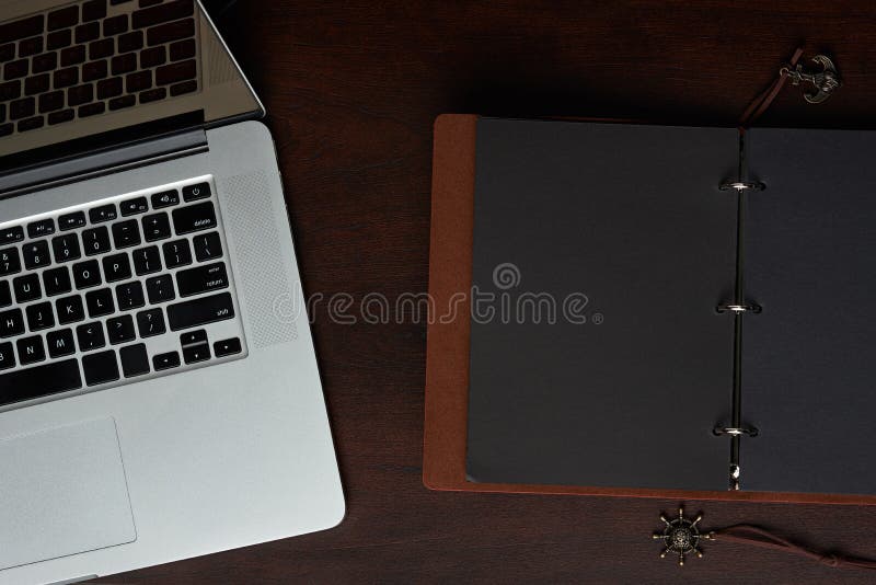 Electronic and Paper Journal Book Stock Photo Image of compass