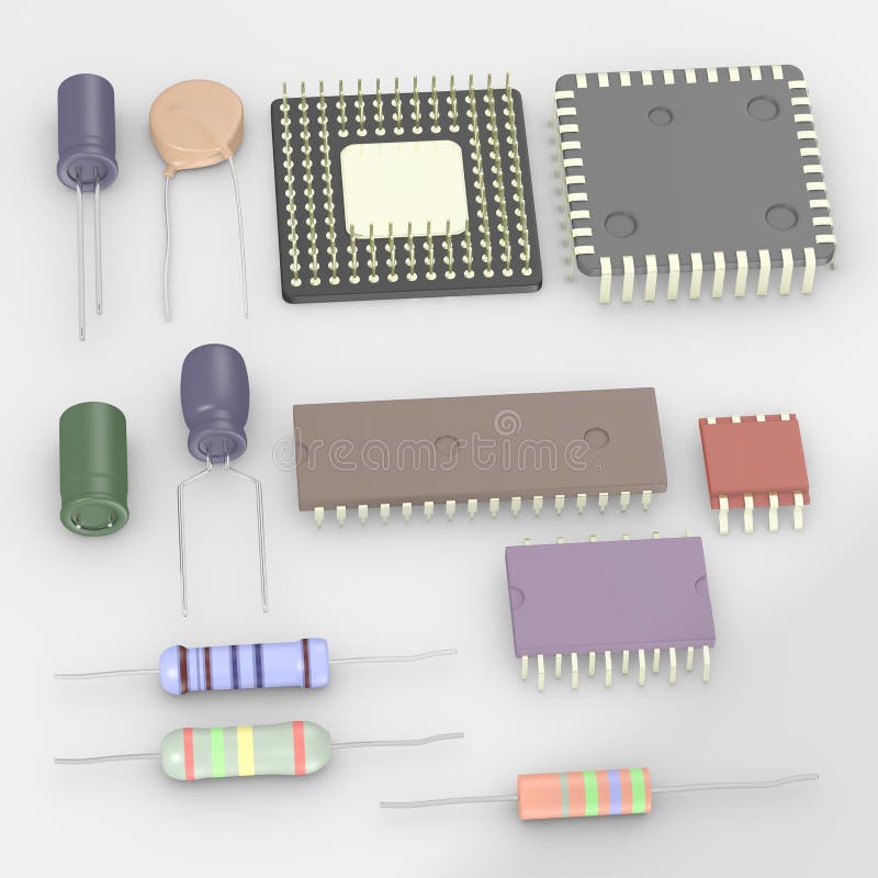 Electronic parts stock illustration. Illustration of capacitor 23484949
