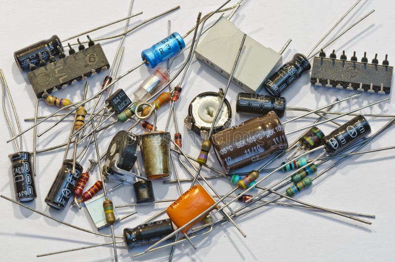 Electronic parts stock image. Image of network, capacitors 44149687