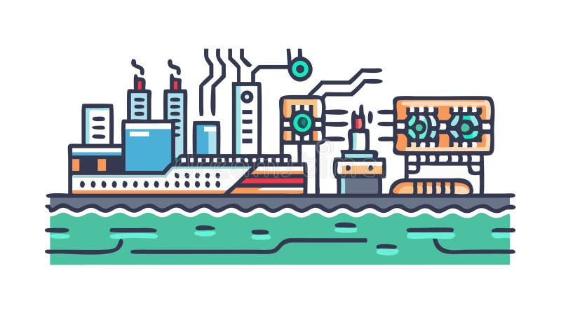Electronic Processor Chip. High Performance Computing, vector design Generative AI stock illustration