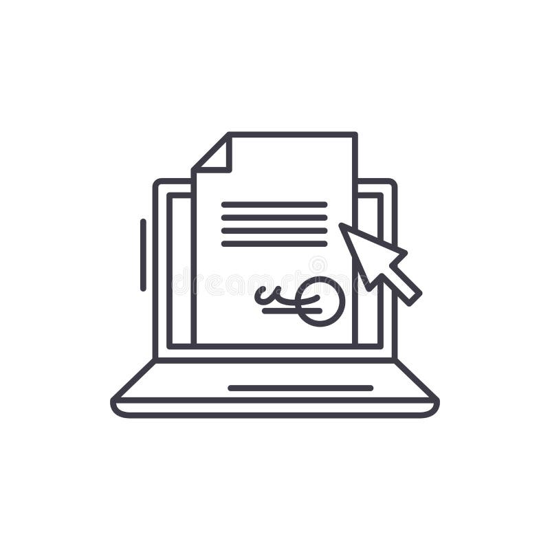 Electronic signature of the contract line icon concept. Electronic signature of the contract vector linear illustration