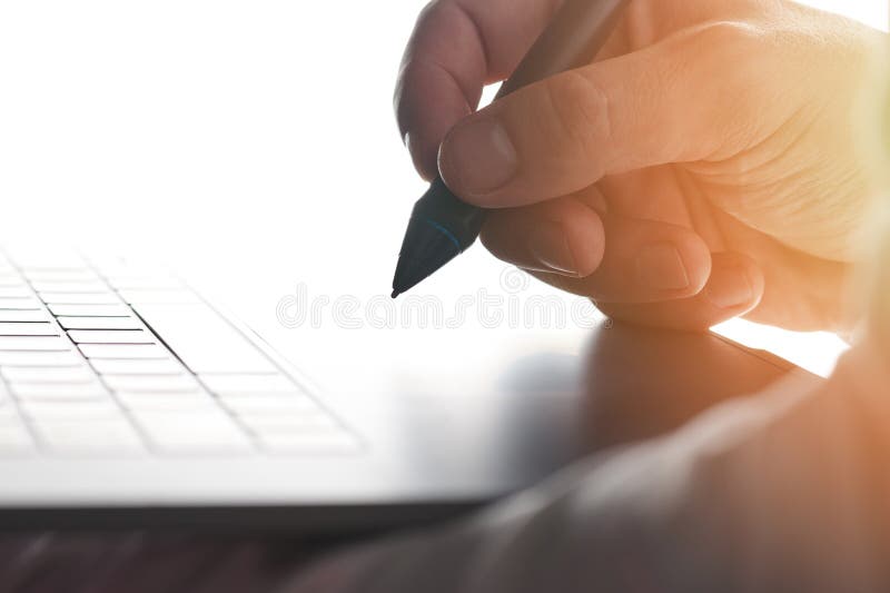 Electronic signature on laptop stock photography