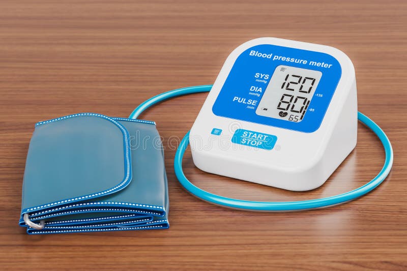 Red Electronic Sphygmomanometer, 3D Rendering Stock Illustration