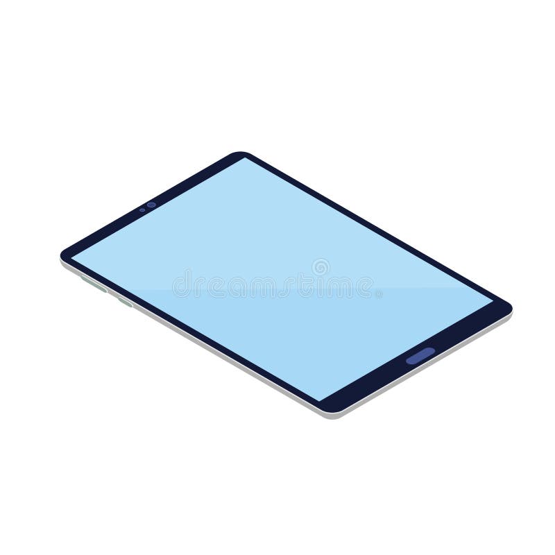 Electronic tablet isometric illustration isolated on white background. vector illustration