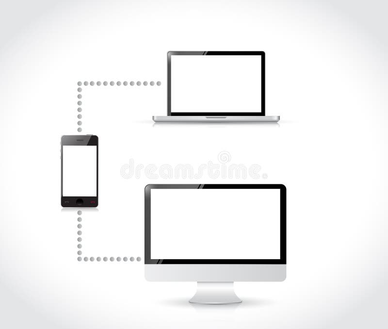 Electronice conectate. informații privind transferul. vector illustration