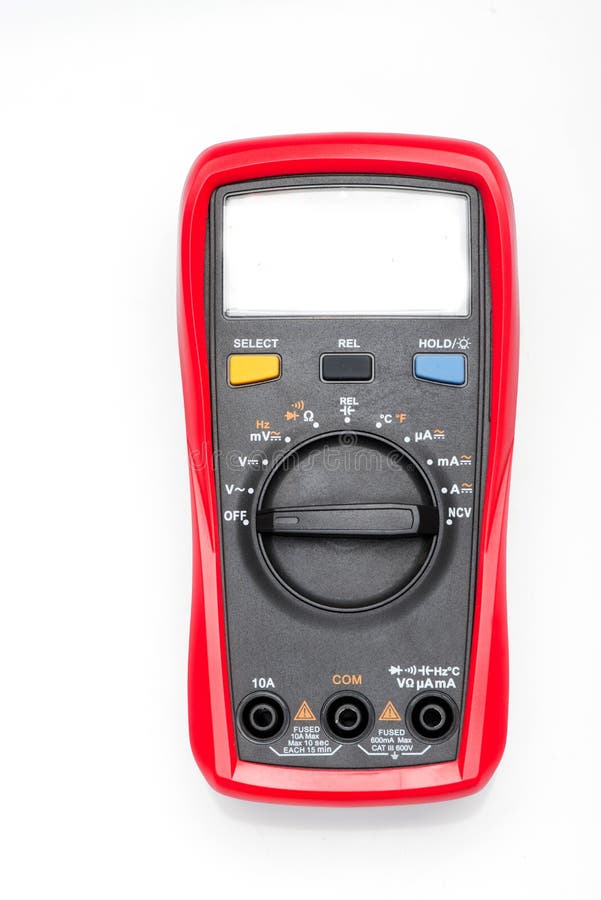 Electronic Digital Multimeter Isolated on White with Probes. Digital