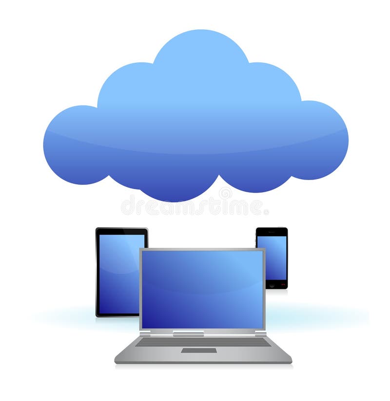 Electronics cloud computing illustration