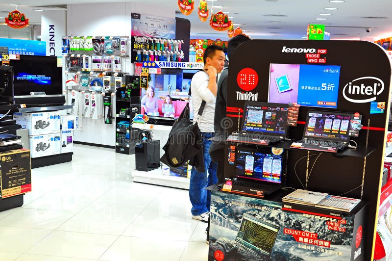 Electronics store in hong kong royalty free stock photo