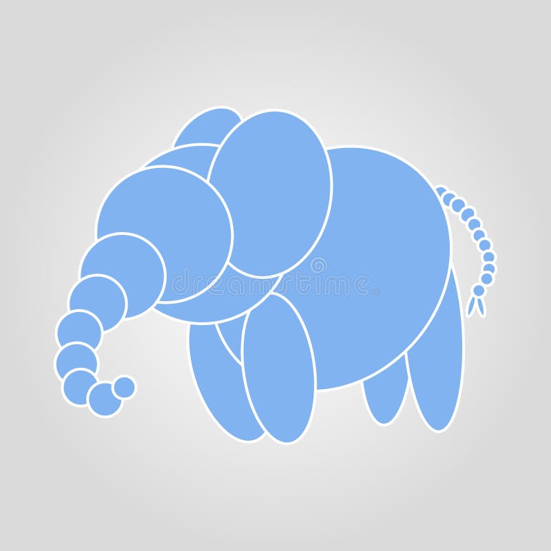 Elefante azul lindo en el ejemplo gris del fondo stock de ilustración Elefante azul lindo en el ejemplo gris del fondo stock de ilustración