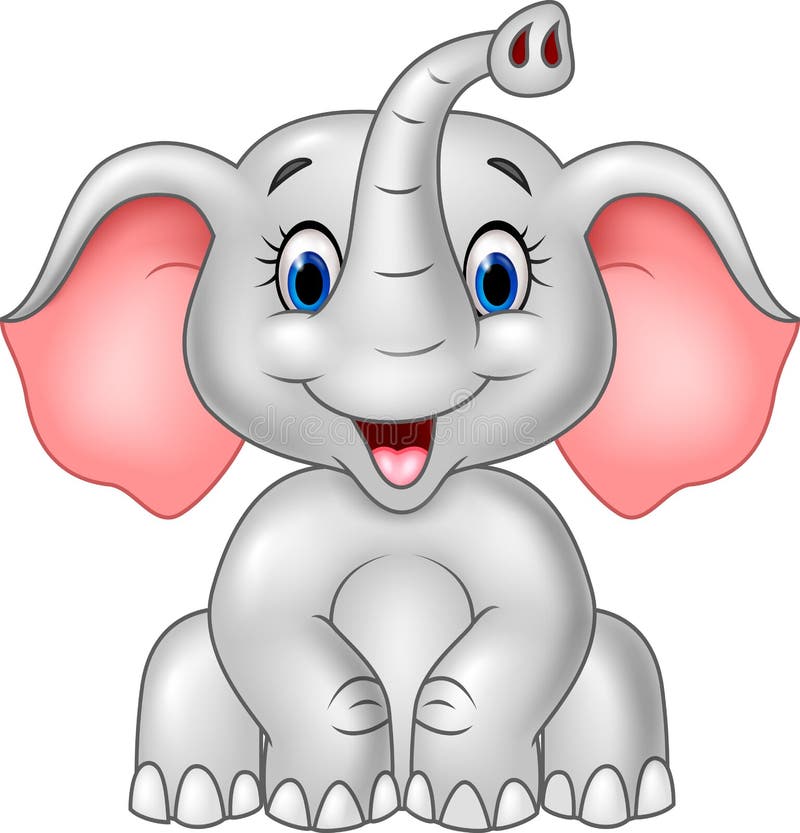 Elefante bonito do bebê dos desenhos animados isolado no fundo branco ilustração do vetor Elefante bonito do bebê dos desenhos animados isolado no fundo branco ilustração do vetor