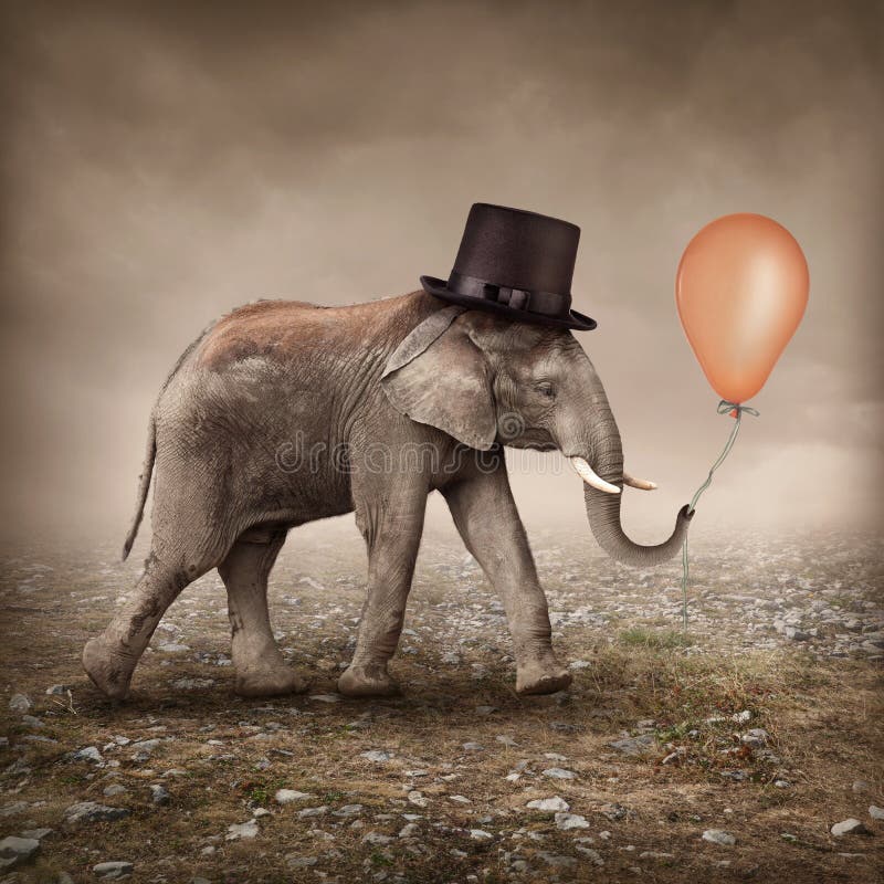 Elefante con un globo imagen de archivo Elefante con un globo imagen de archivo