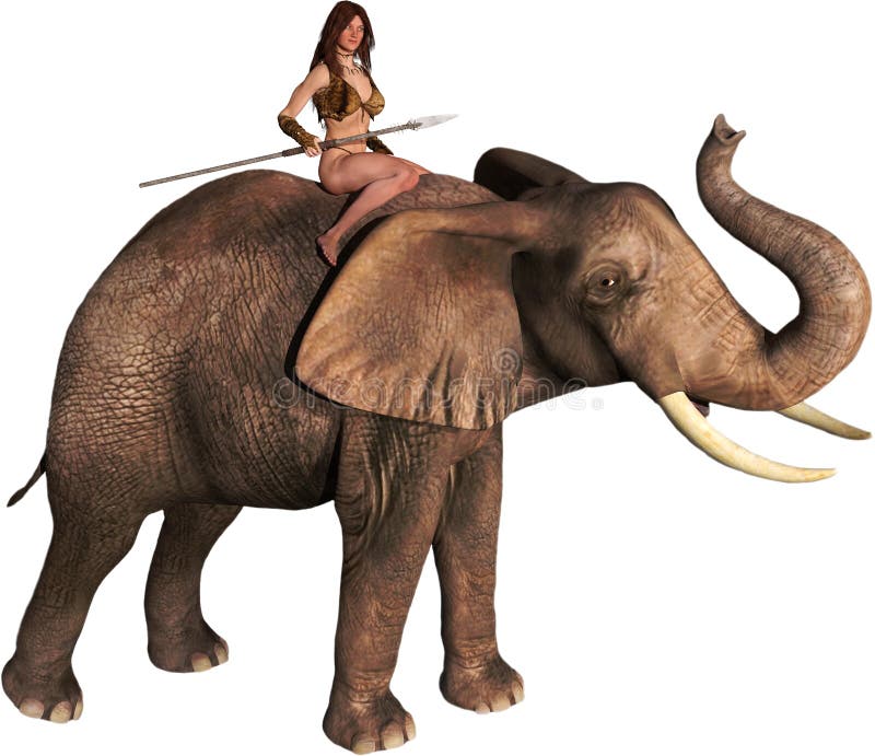 Elefante da menina da selva de Tarzan, ilustração isolada ilustração royalty free Elefante da menina da selva de Tarzan, ilustração isolada ilustração royalty free