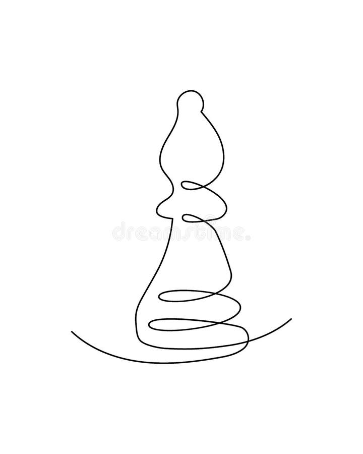 Desenho de peão de xadrez por um vetor de esboço de linha contínua