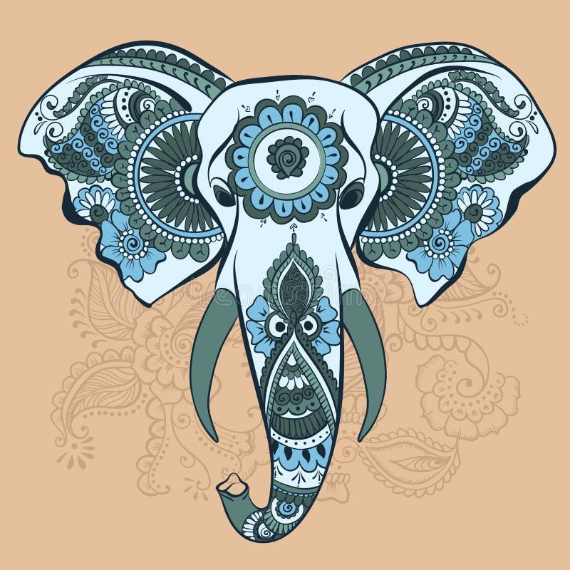 Elefante do vetor em Henna Indian Ornament ilustração royalty free Elefante do vetor em Henna Indian Ornament ilustração royalty free
