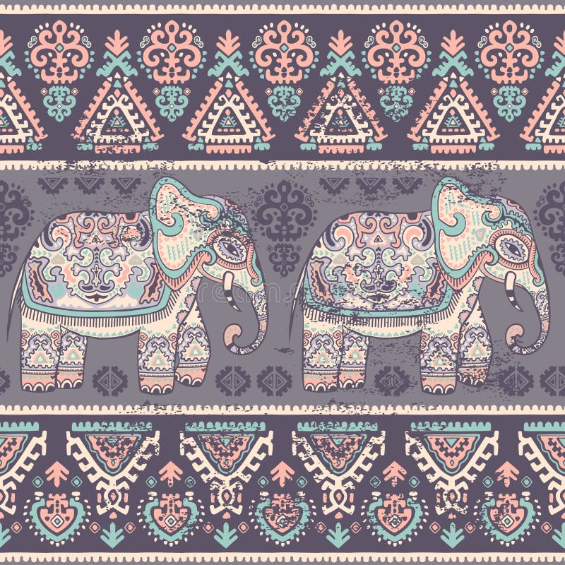 Elefante etnico del loto indiano grafico d'annata di vettore illustrazione vettoriale Elefante etnico del loto indiano grafico d'annata di vettore illustrazione vettoriale
