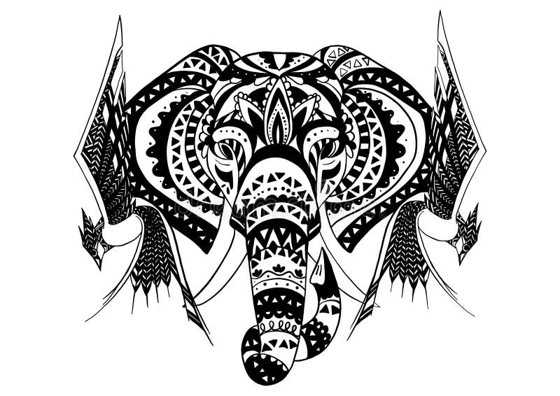 Elefante Etnico Del Loto Indiano Grafico D Annata Di Vettore Ornamento Tribale Africano Illustrazione Vettoriale Illustrazione Di Libro Illustrazione