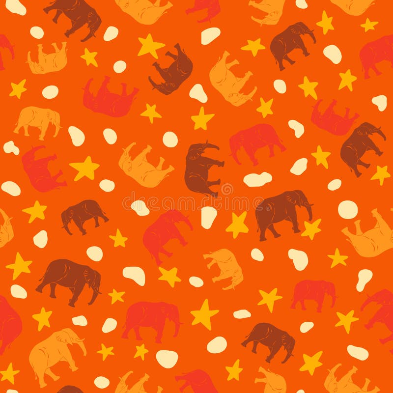 Elefantes inconsútiles del modelo del elefante grande lindo, anaranjados y amarillos para los niños o la materia textil de los be libre illustration Elefantes inconsútiles del modelo del elefante grande lindo, anaranjados y amarillos para los niños o la materia textil de los be libre illustration