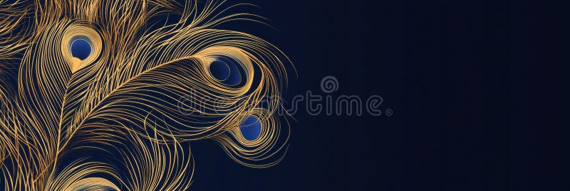 Elegancka grafika przedstawiająca pióra peacock z wystarczającą ilością kopii do tworzenia wzorów. ai generatywne. Pięknie stworzona sztuka liniowa oferuje skomplikowane pióra peacock ustawione na ciemnym tle pozostawiając miejsce na twórcze projekty i tekst. wygenerowane przez ai