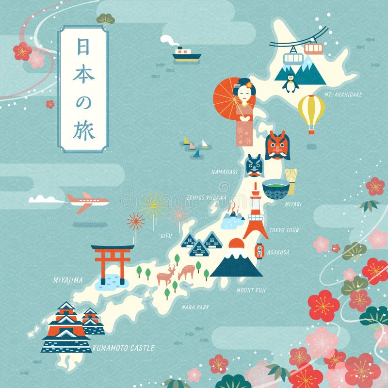 Elegancka Japonia podróży mapa